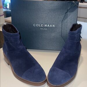 Cole Haan Women's Marine Blue Suede Ankle Boots